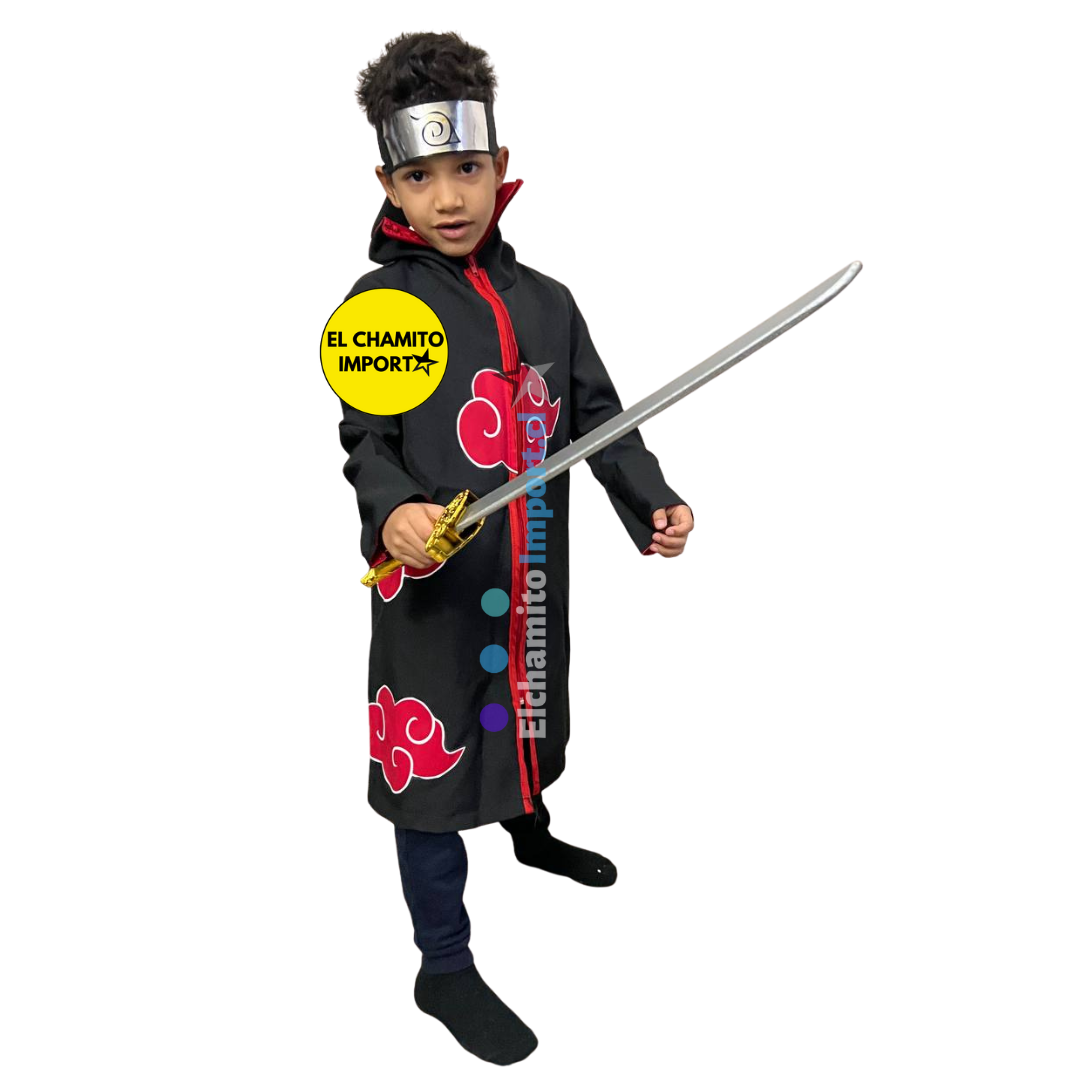 Capa Akatsuki Naruto + Bandana + Espada