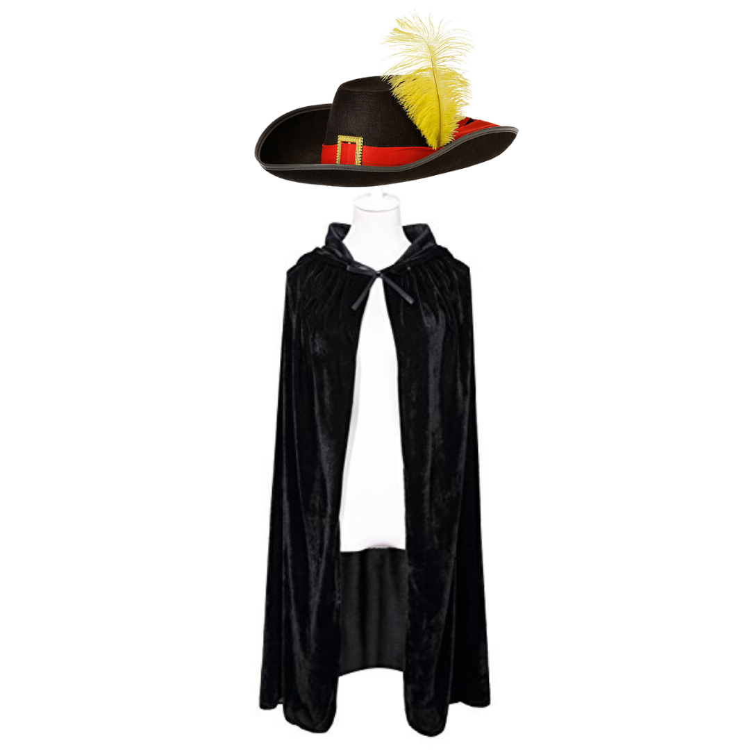 Disfraz Mosquetero O Gato Con Botas Niño Capa + Gorro