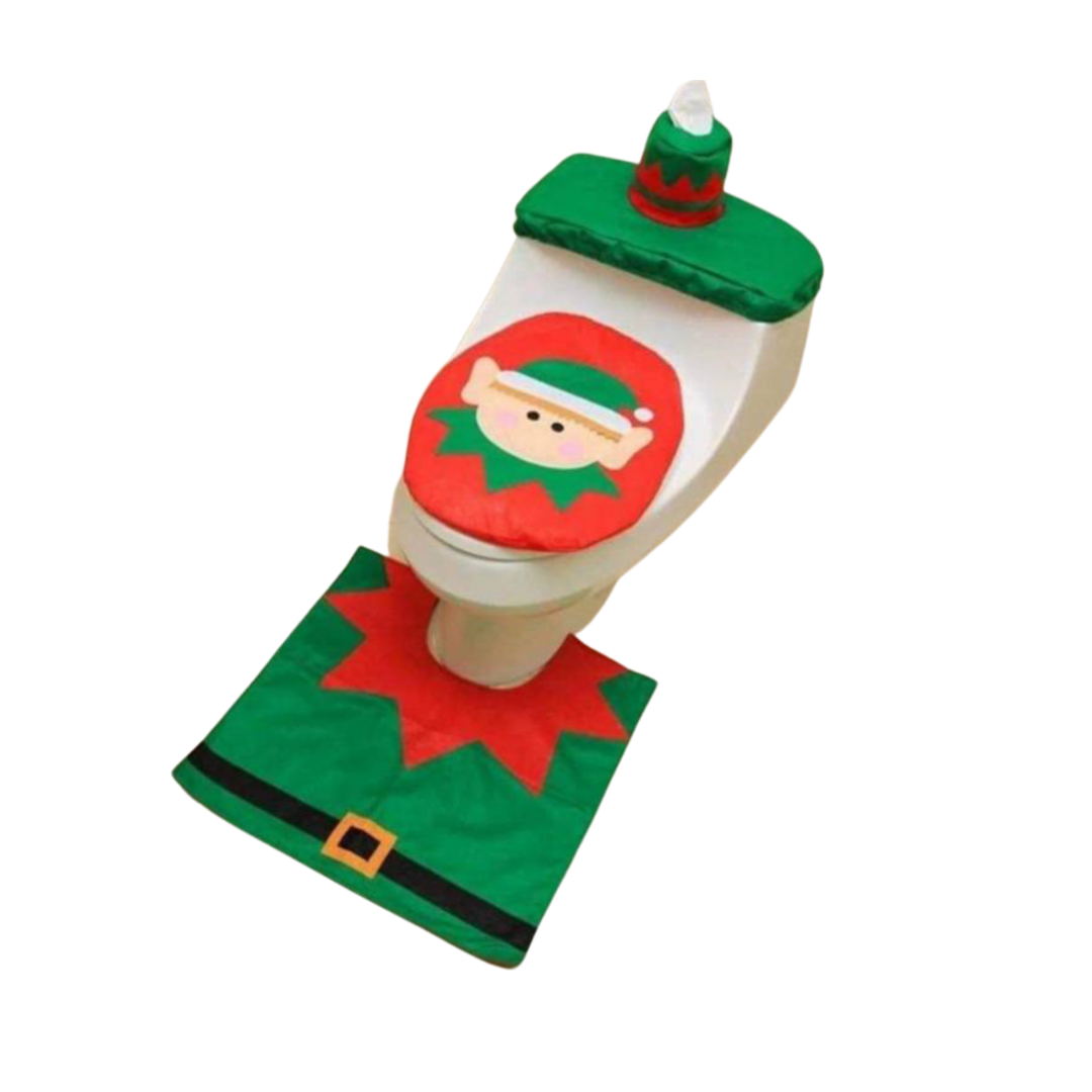 Set Fundas De Navidad Baño Decoracion Navideña Juego De Baño