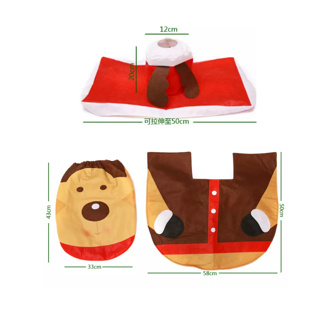 Set Fundas De Navidad Baño Decoracion Navideña Juego De Baño