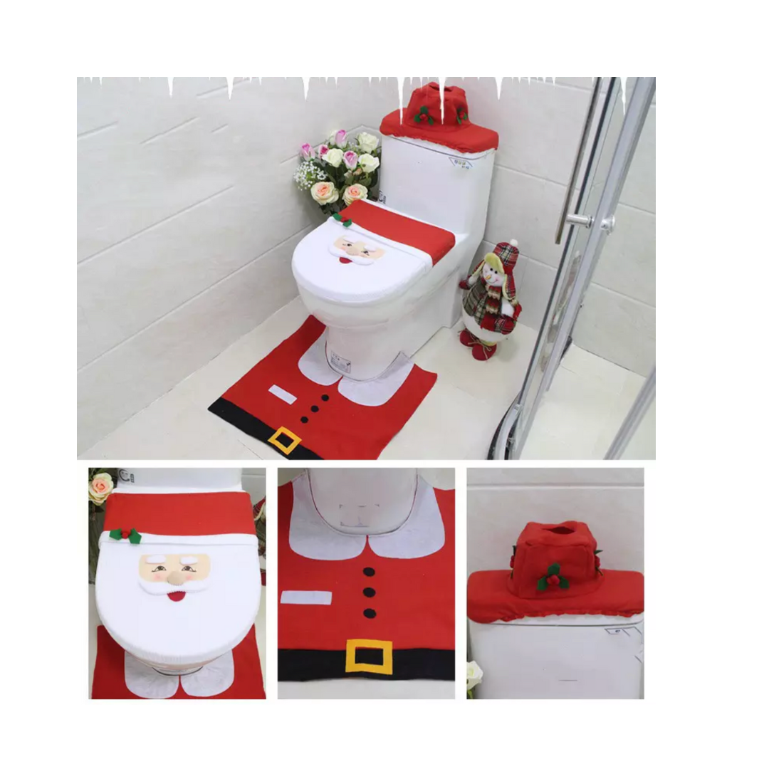 Set Fundas De Navidad Baño Decoracion Navideña Juego De Baño