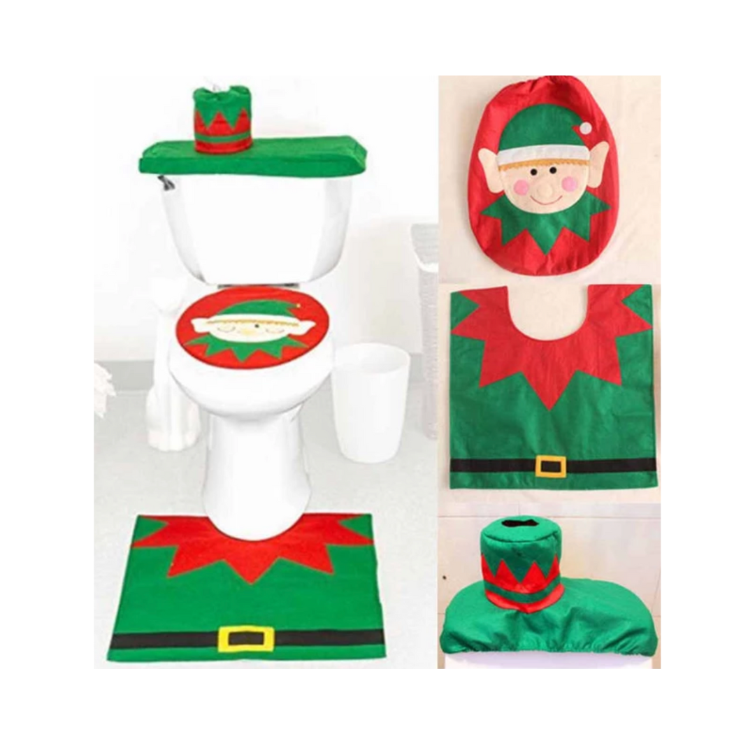 Set Fundas De Navidad Baño Decoracion Navideña Juego De Baño