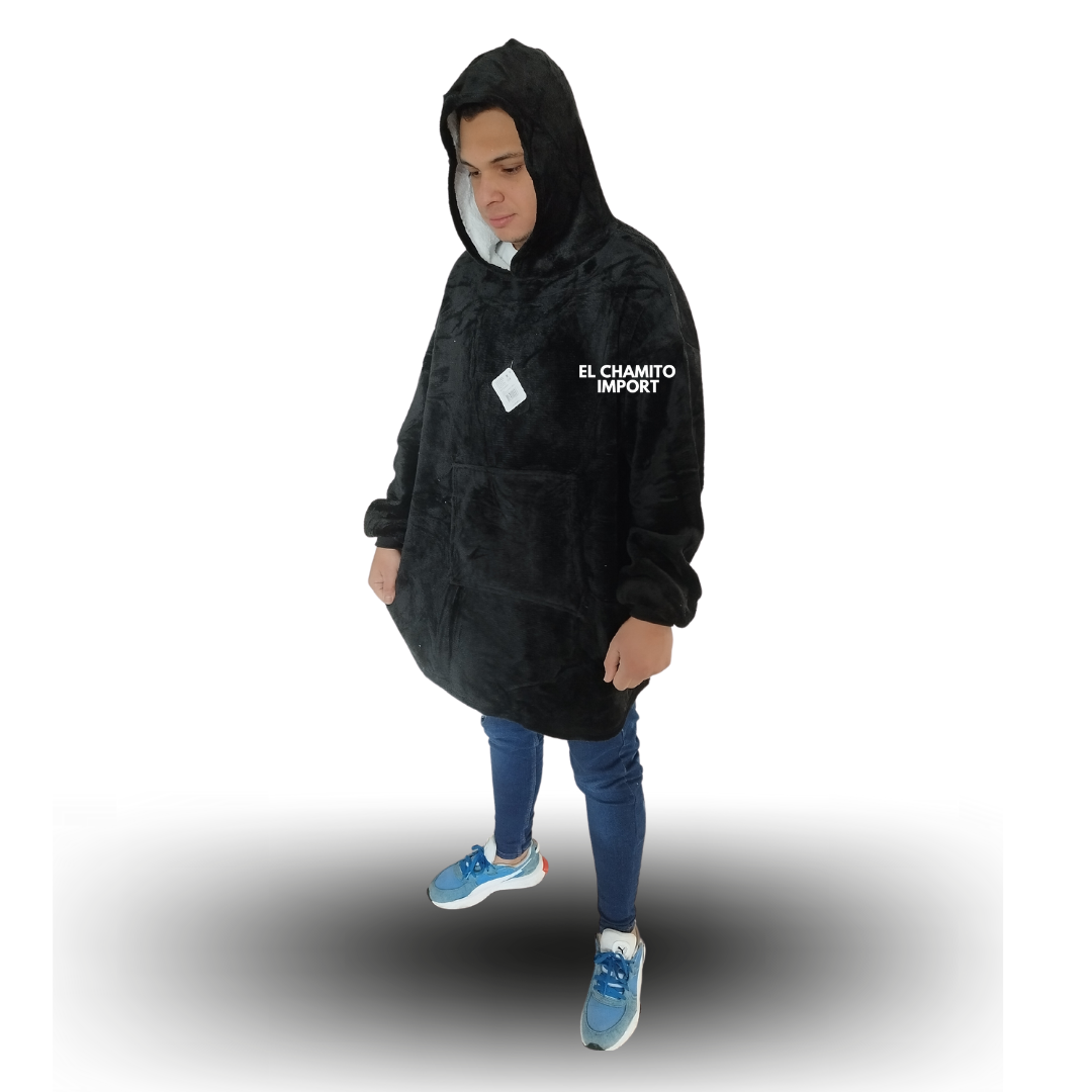 Maxi Poleron Sherpa Bata Manta Capucha. Frazada Invierno