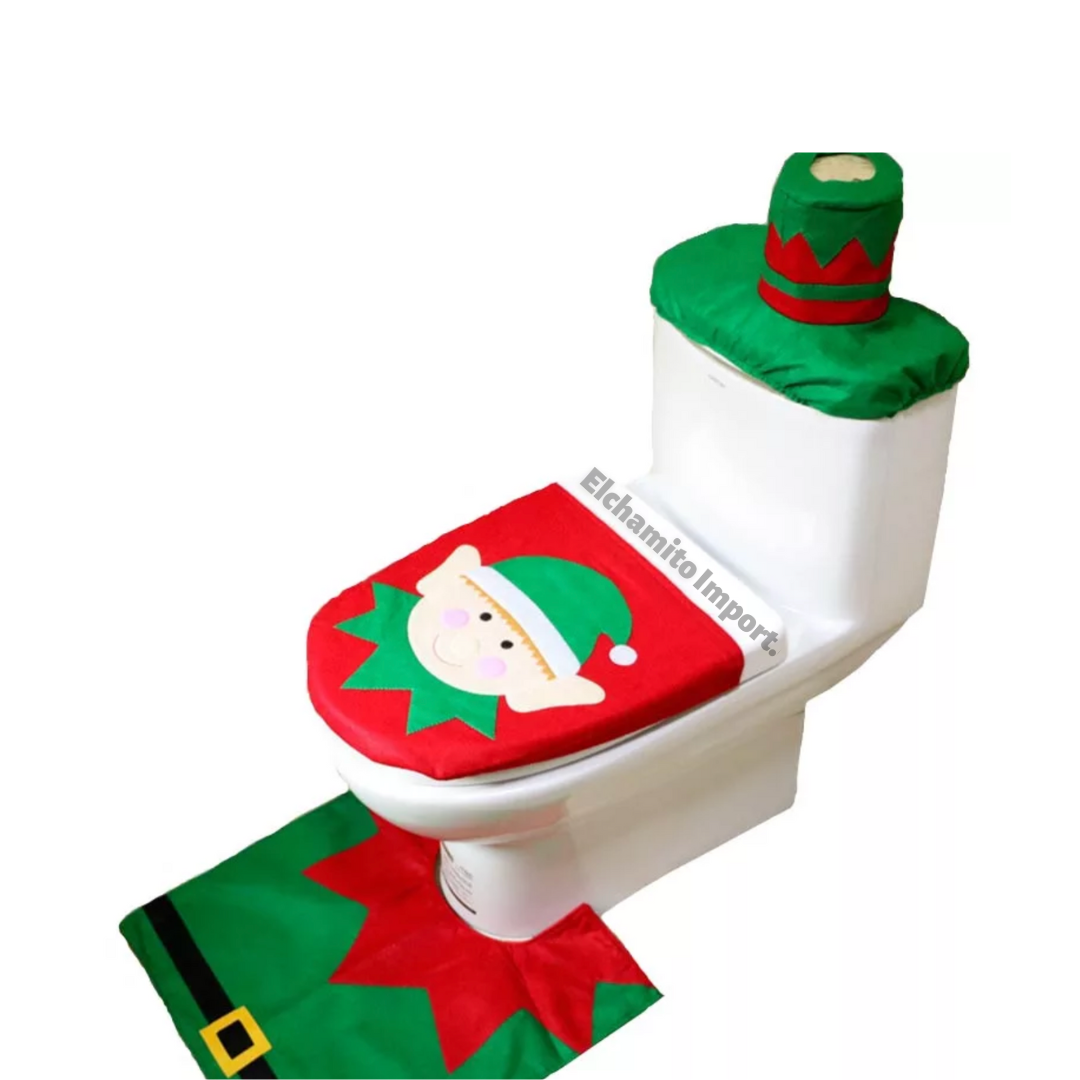 Set Fundas De Navidad Baño Decoracion Navideña Juego De Baño