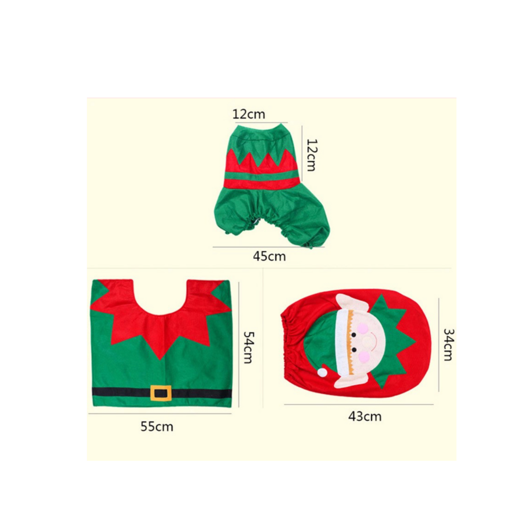Set Fundas De Navidad Baño Decoracion Navideña Juego De Baño