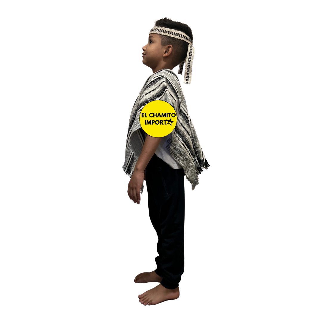 Poncho Mapuche + Trorilonco Niño De 10-14 Años