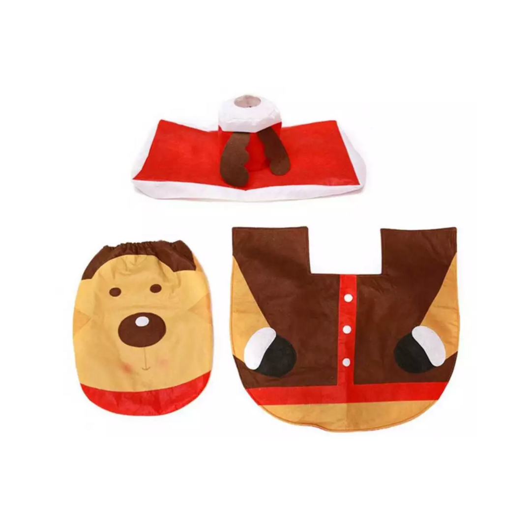 Set Fundas De Navidad Baño Decoracion Navideña Juego De Baño