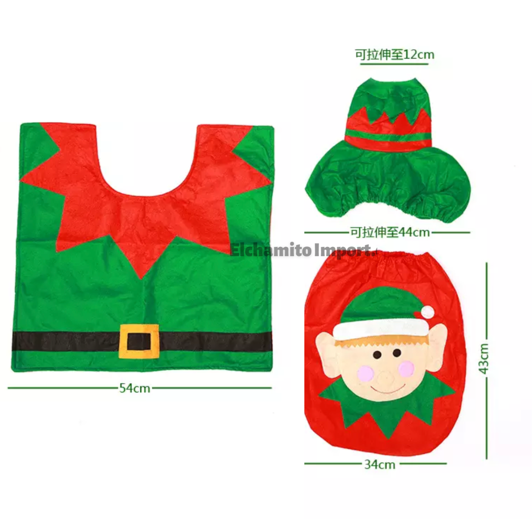 Set Fundas De Navidad Baño Decoracion Navideña Juego De Baño