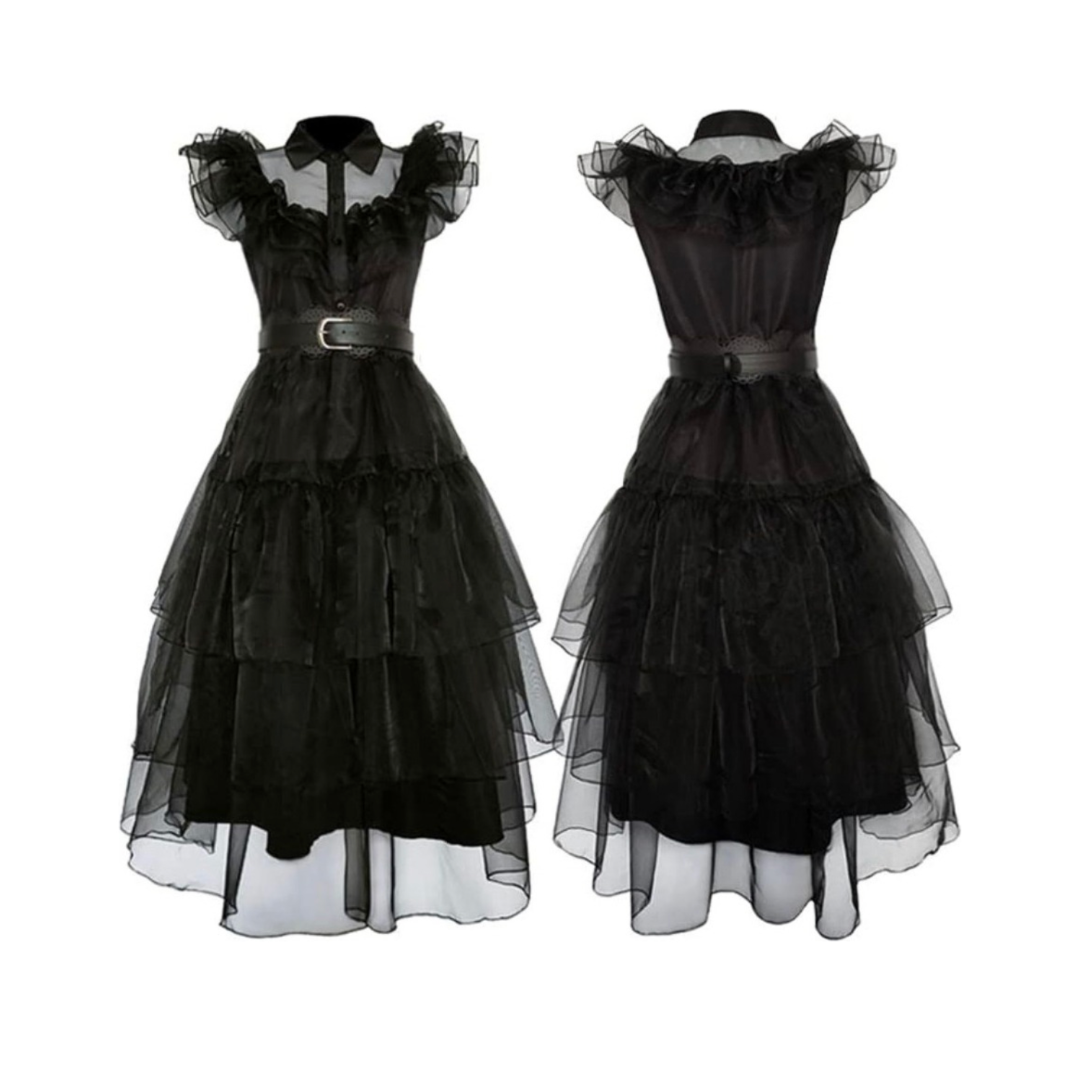 Disfraz Merlina Vestdido Fiesta De Noche, Para Mujer