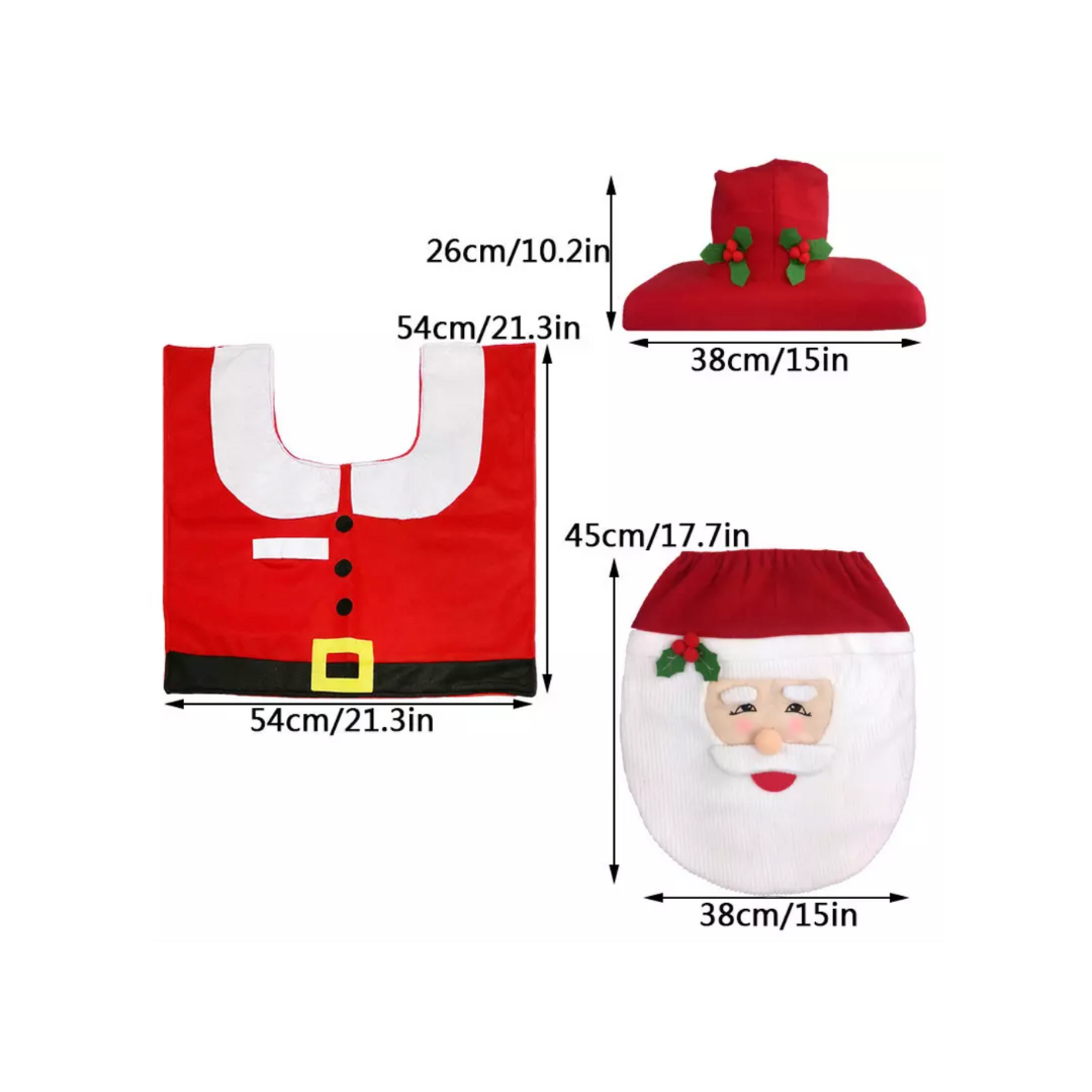 Set Fundas De Navidad Baño Decoracion Navideña Juego De Baño