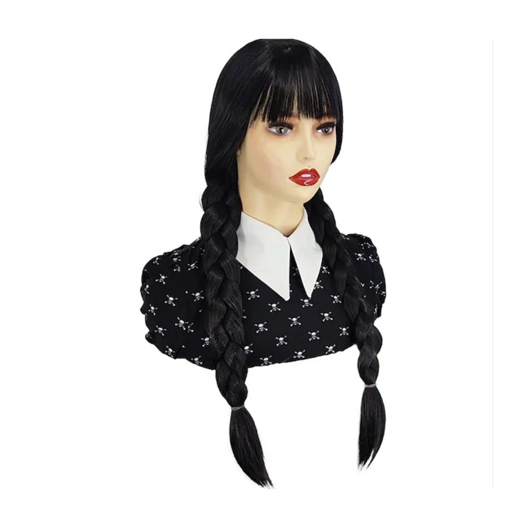 Peluca Para Disfraz / Halloween / Merlina / Trenzas
