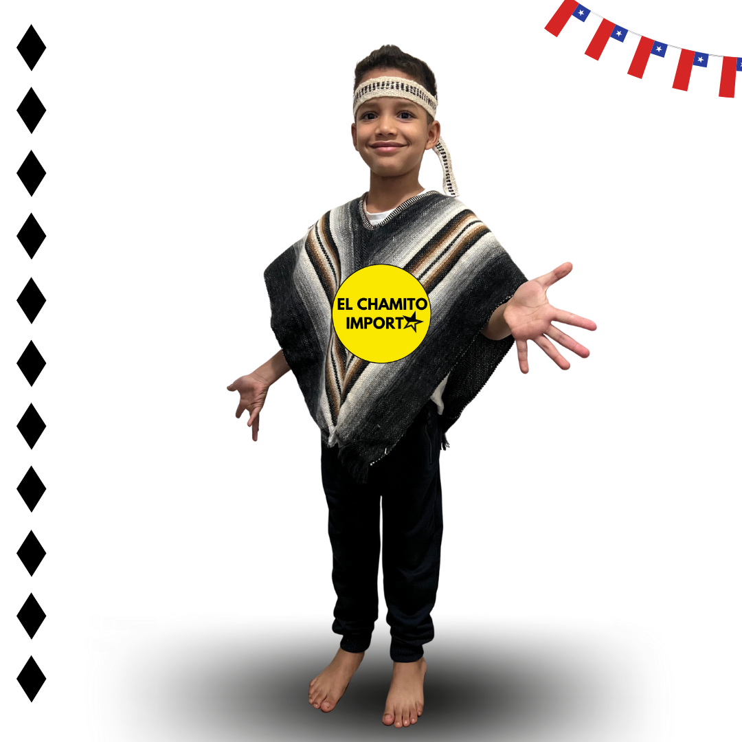 Poncho Mapuche + Trorilonco Niño De 10-14 Años