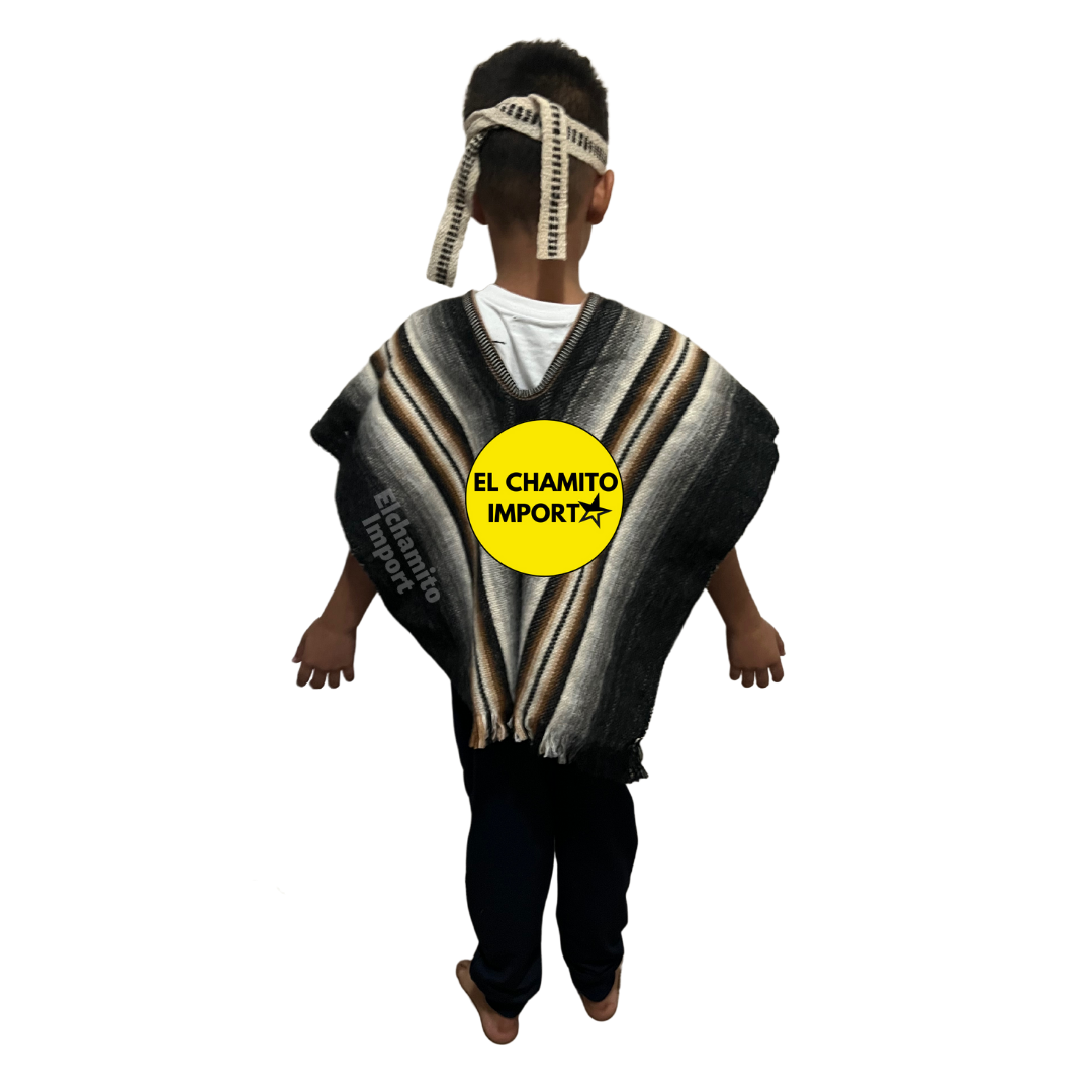 Poncho Mapuche + Trorilonco Niño De 10-14 Años