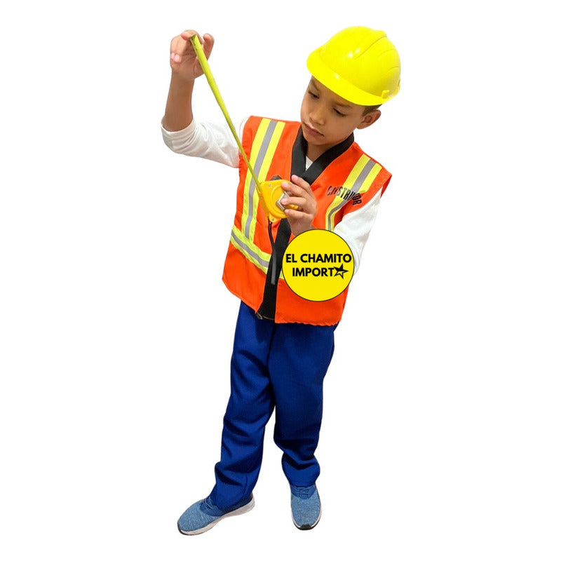 Disfraz De Constructor Para Niños Con Casco Y Juguetes
