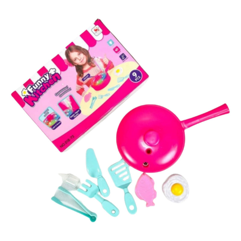 Sarten Con Luz Sonido Y Vapor Juguete De Cocina Para Niñas Fucsia