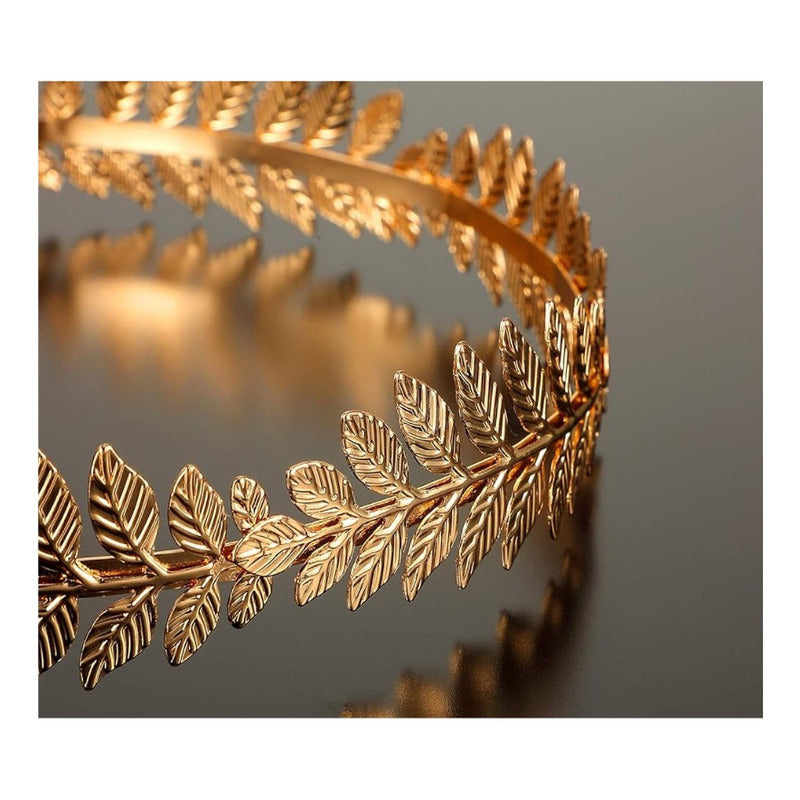 Diadema Para El Pelo Con Forma De Corona De Rama De Olivo Dorado