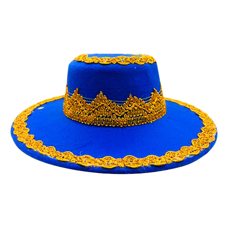 Sombrero Caporal Bailes Tipicos Juvenil Hombre Azul Standar 57cm Lisa