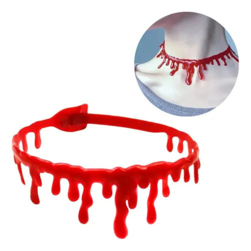 Collar De Sangre Accesorio Disfraz Halloween Rojo