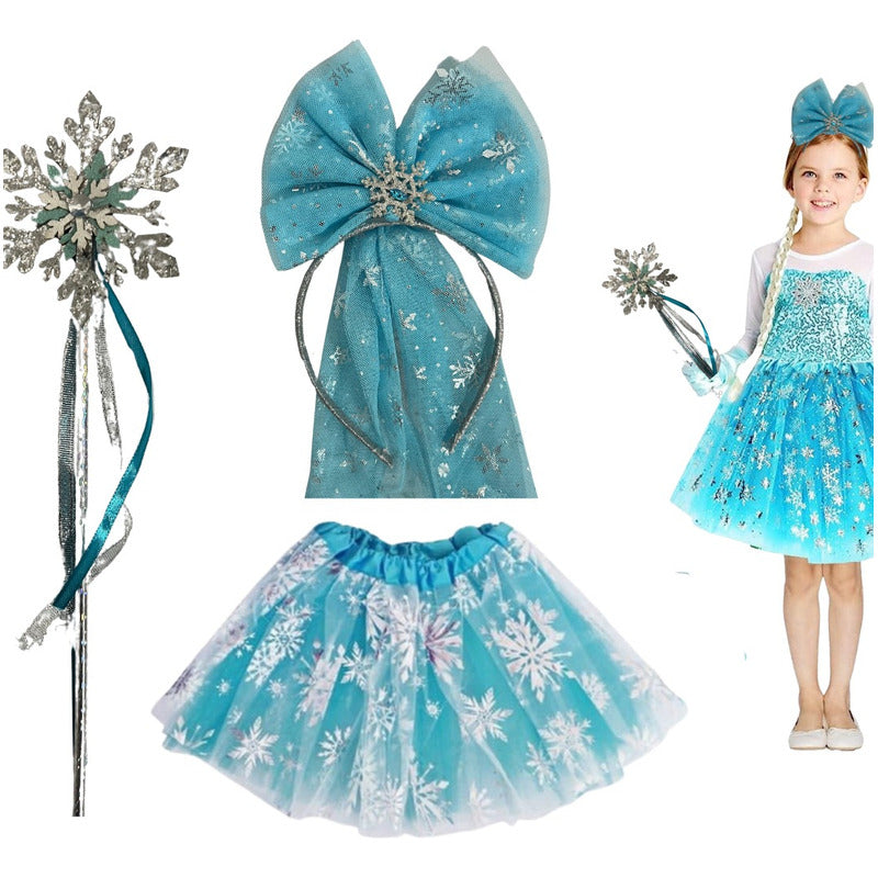 Set Disfraz Frozen Elsa 3 Pza Con Tutu Celeste