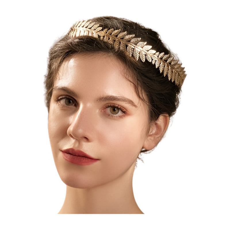 Diadema Para El Pelo Con Forma De Corona De Rama De Olivo Dorado