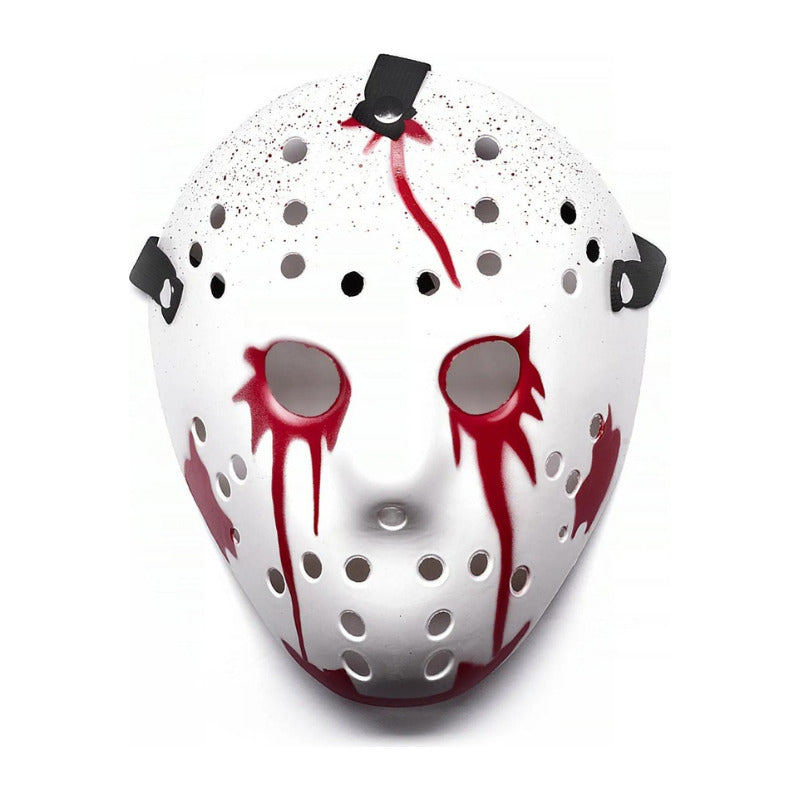 Mascara Jason Vorhees Blanca Sangrienta Blanco Standar Ajustable