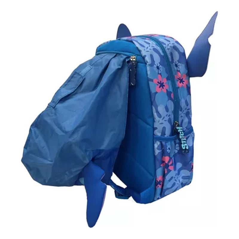Mochila Stitch Disney Con Capucha 3d Para Niños Color Celeste