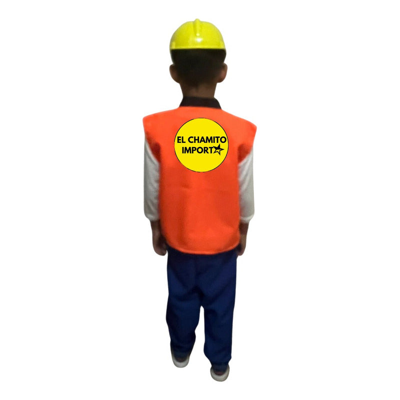 Disfraz De Constructor Para Niños Con Casco Y Juguetes