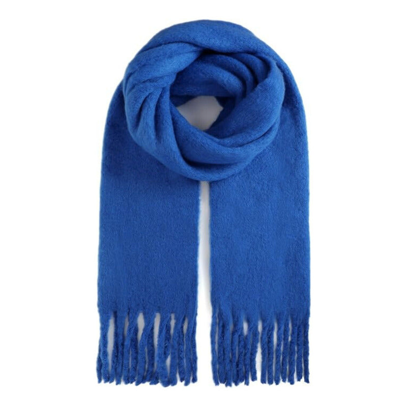Bufanda Maxi Alpaca Unicolor Azul Liso Standar