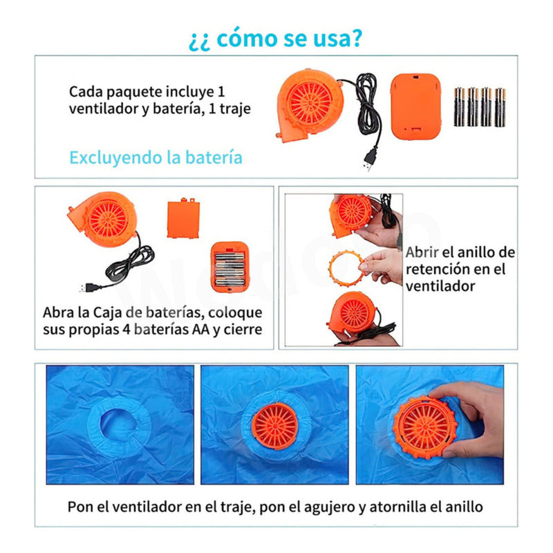 Disfraz Inflable /concierto Tiburón Azul Niño Adulto Azul Adulto Estatura 160-190