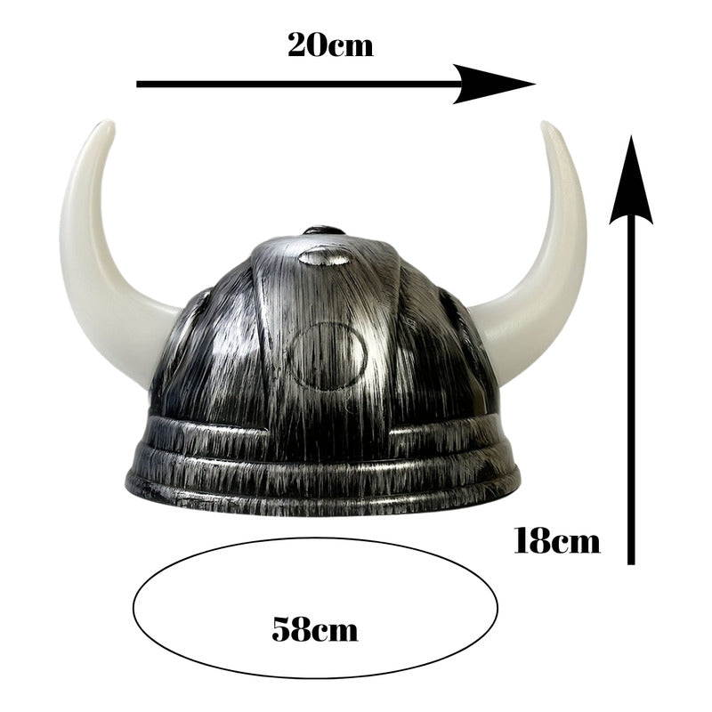Gorro Sombrero Disfraz Vikingo Asterix Fiestas Halloween Plata