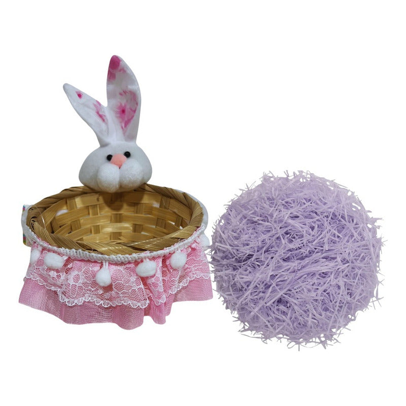 Canasto De Pascua Conejo + Paja