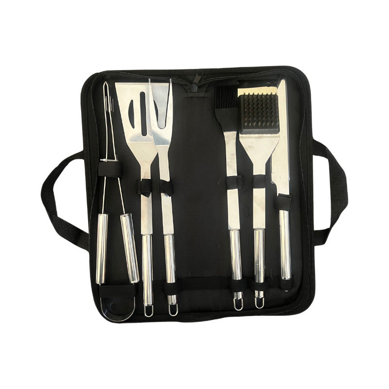 Set Parrillero 6 Piezas Acero Inoxidable Y Bolso Para Asado