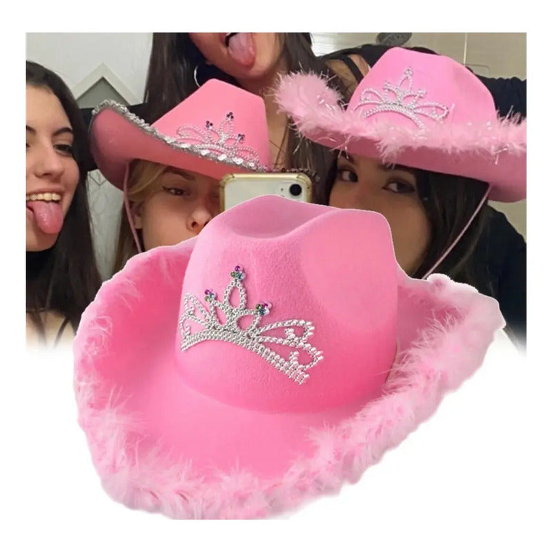 Set De Sombrero Y Bandana Vaquera Rosa Para Adultos