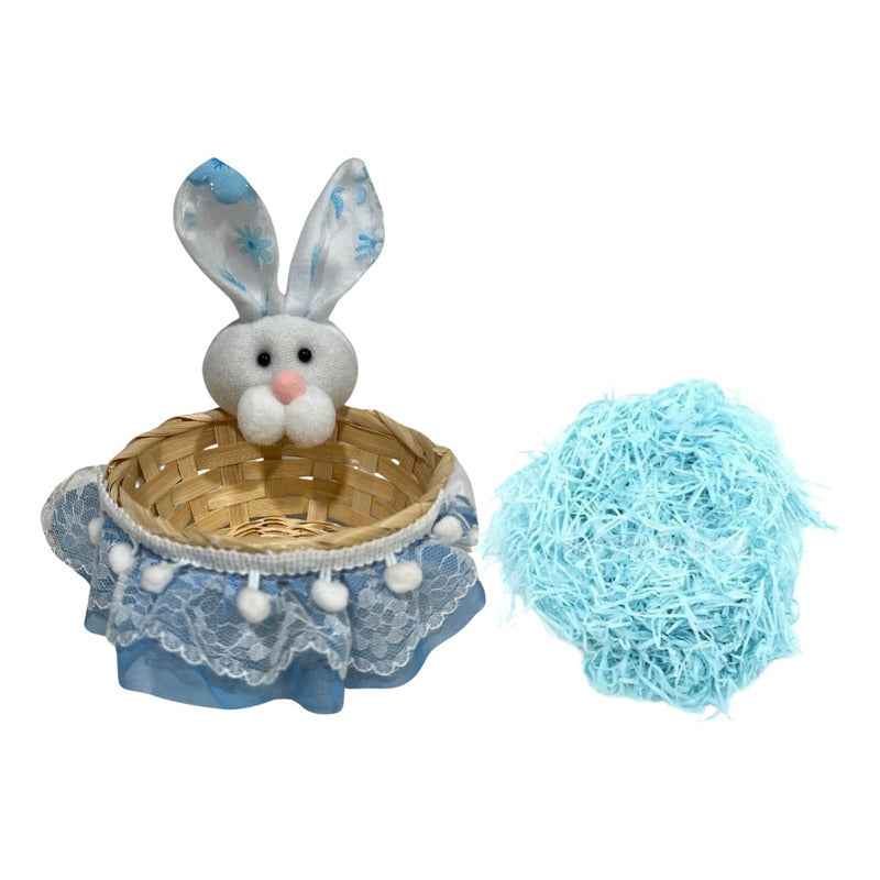 Canasto De Pascua Conejo + Paja
