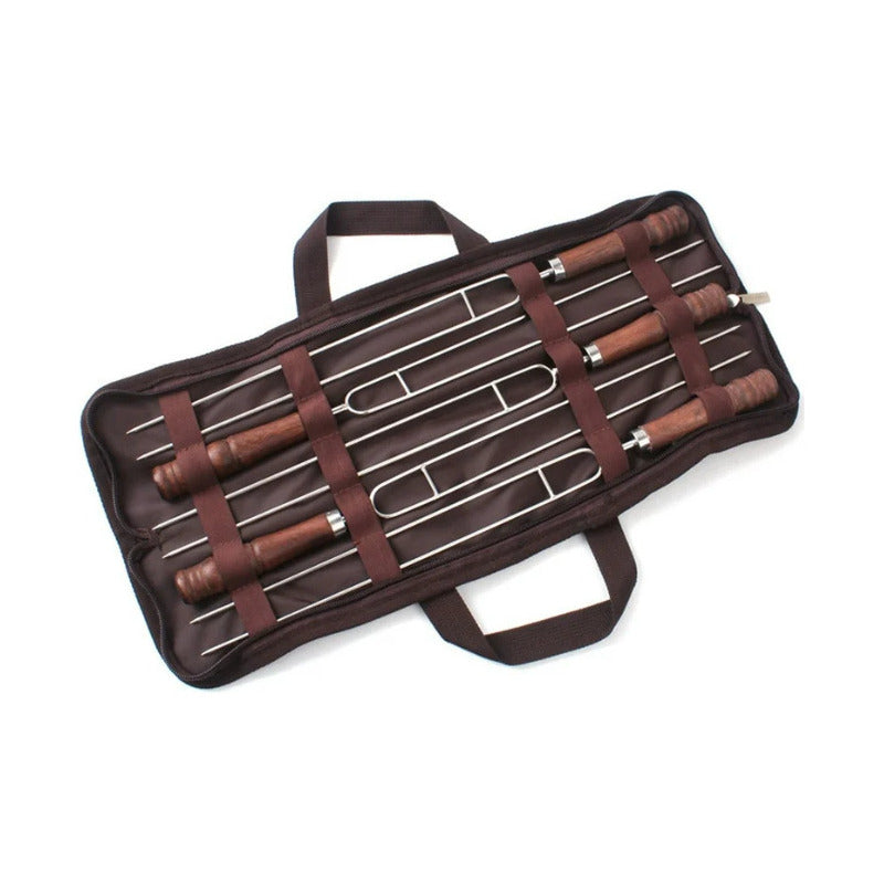 Set 5 Brochetas En Forma De U Para Asado Pinchos Anticucho Gris Liso