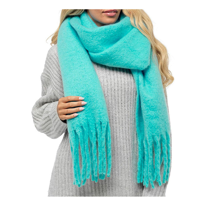 Bufanda Maxi Alpaca Unicolor Turquesa Liso Standar