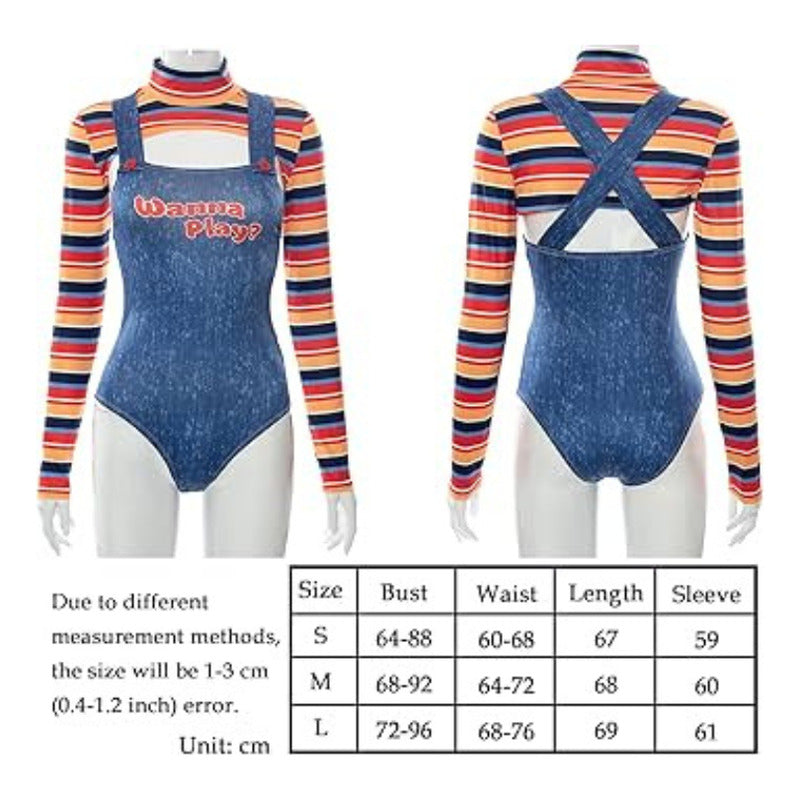 Disfraz De Chucky Sexi Body Para Mujer + Peluca Halloween