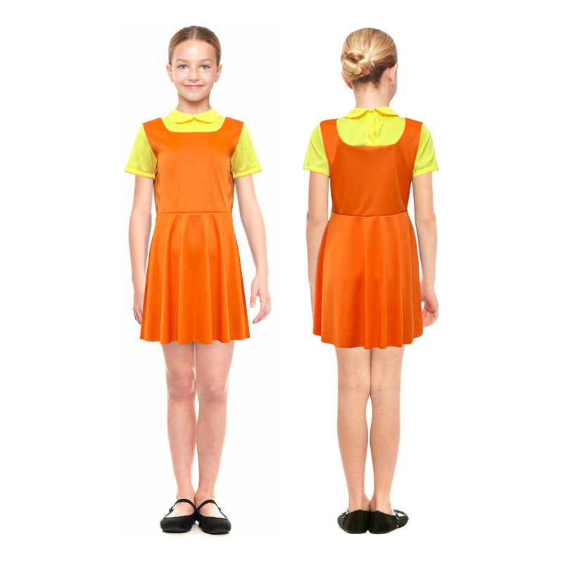 Disfraz Muñeca Juego Calamar Niña Naranja 10-12