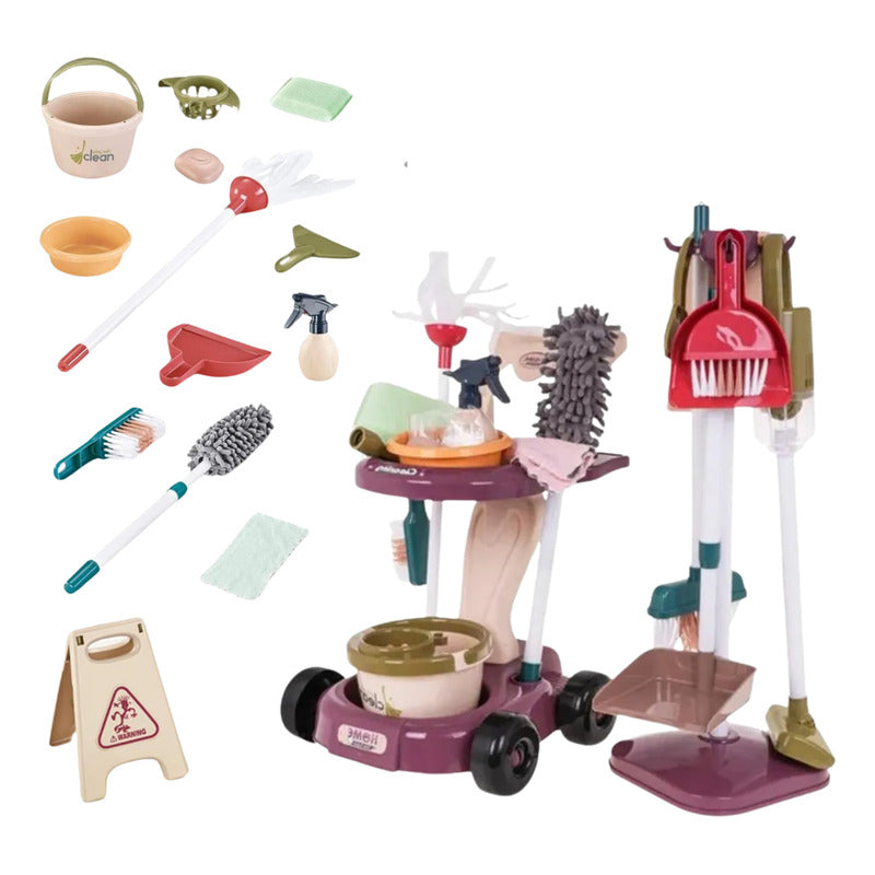 Set Aseo Juego De Limpieza Juguete Didáctico Niños 26pcs Burdeo