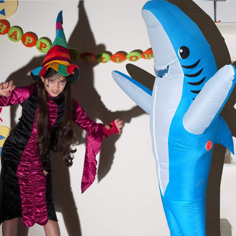 Disfraz Inflable Para Halloween, Tamaño Adulto, De Tiburón Azul, De Poptrend