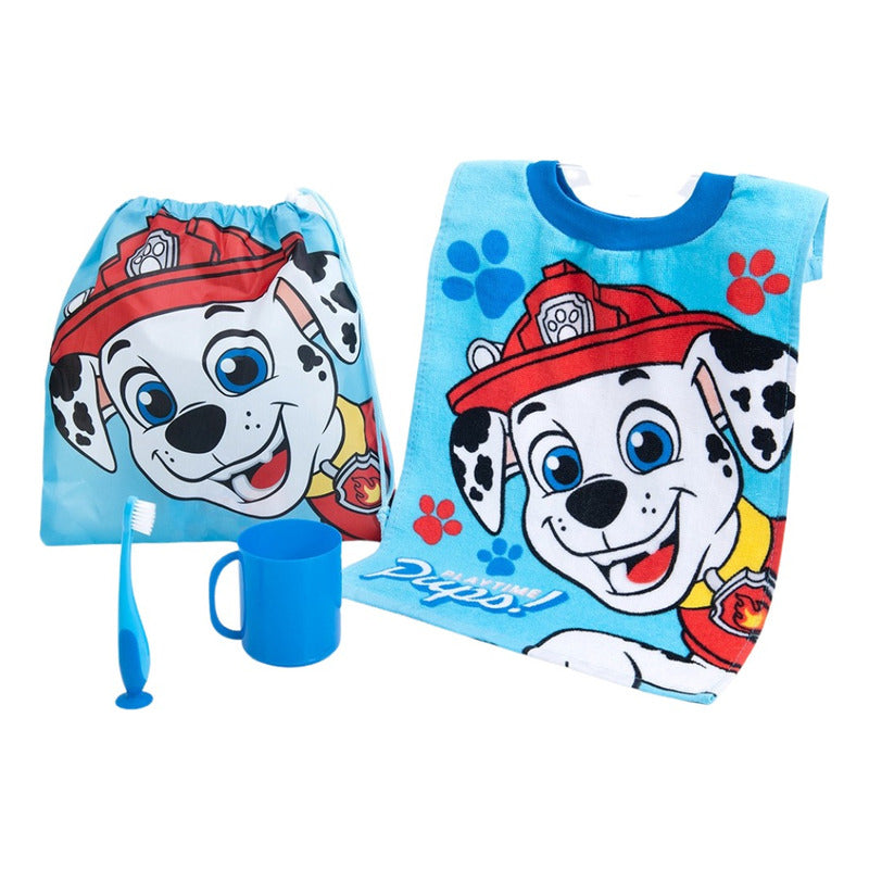 Kit 4 Pzas Párvulo Toalla Vaso Cepillo Y Bolsa Para Niños
