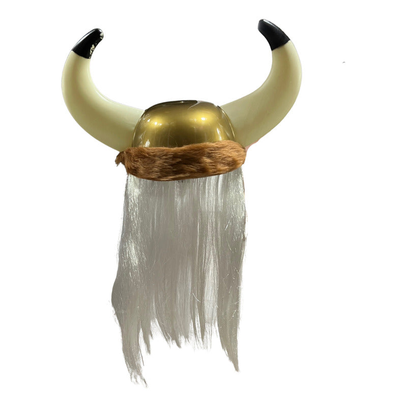 Gorro Sombrero Vikingo Con Peluca Accesorio Cosplay Dorado-cafe Standar Lisa