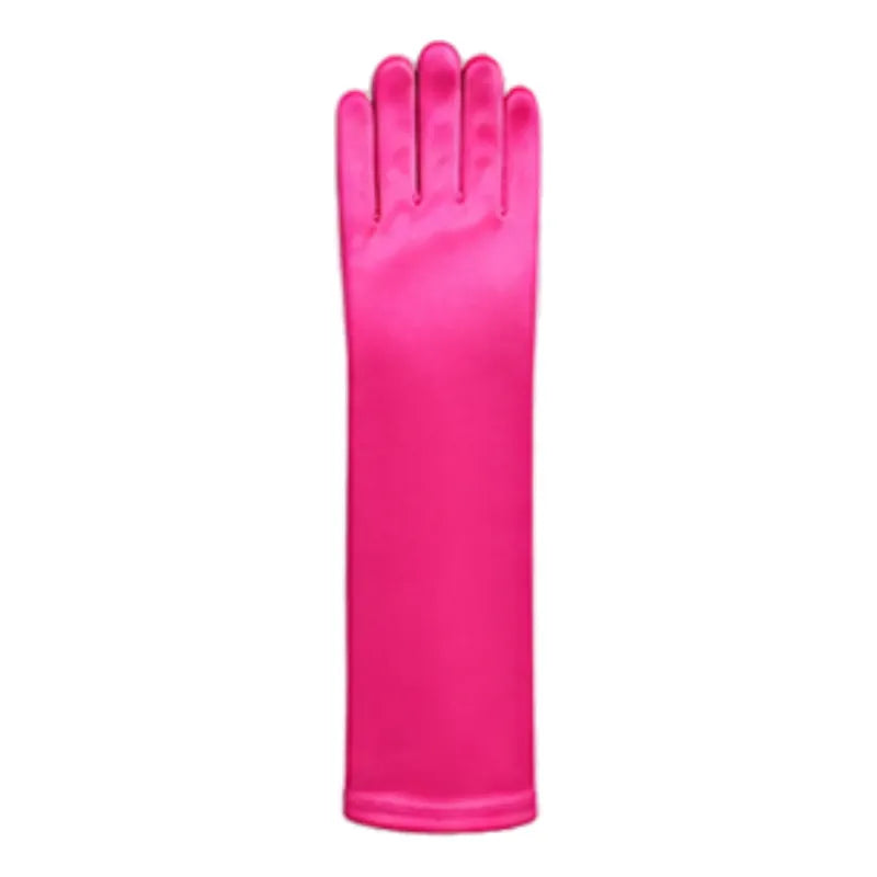 Guantes Princesa Lazo 30cm Niñas Para Cosplay Fucsia