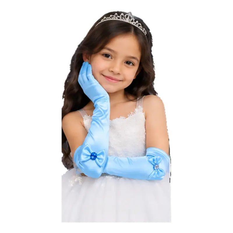 Guantes Princesa Lazo 30cm Niñas Para Cosplay Celeste