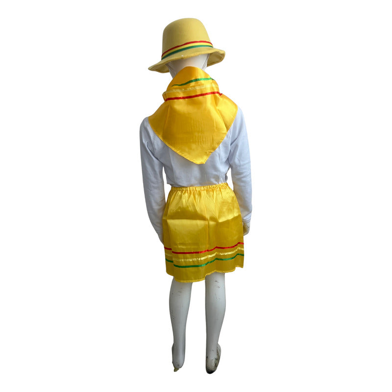 Traje Infantil Para Niña Nortino - Bailes Tipicos Amarillo Lisa 10-12