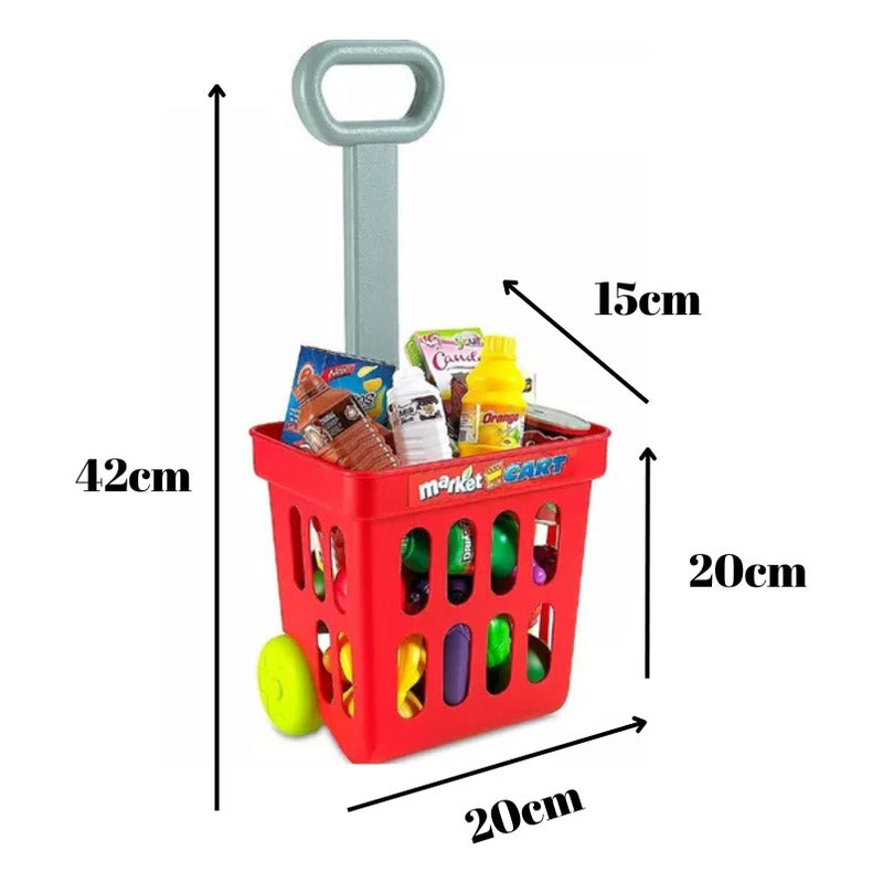 Carrito De Compras Con Caja Registradora Juguete Para Niños Rojo
