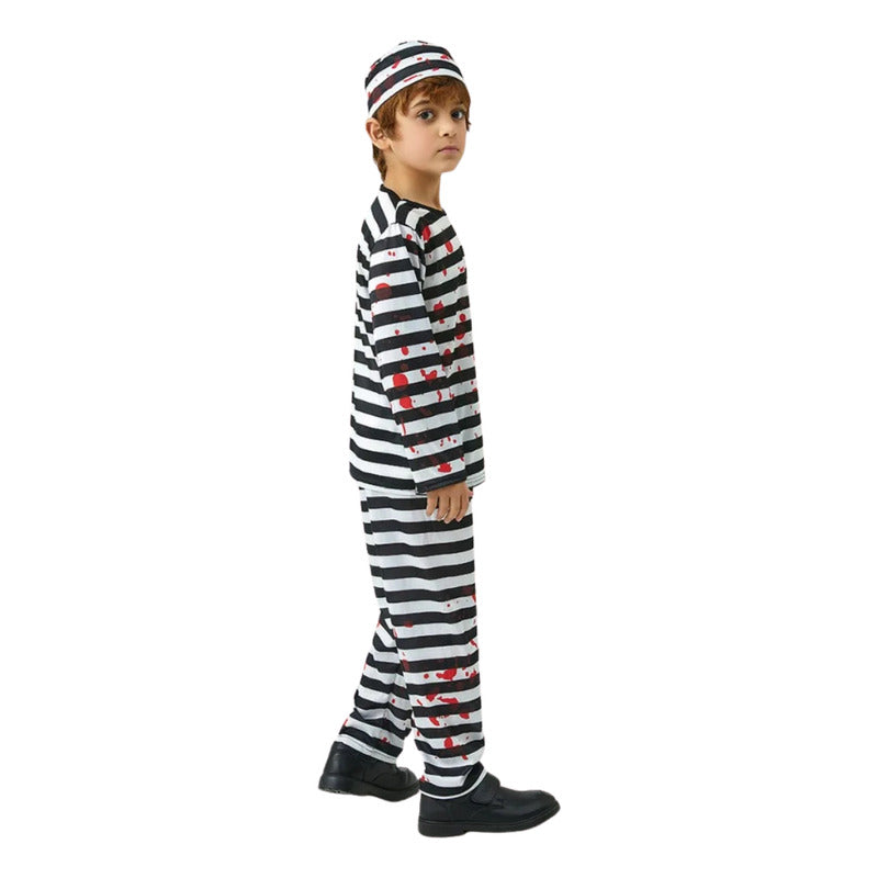 Disfraz Preso Sangriento Niño Cosplay Halloween Negro-blanco 3-4