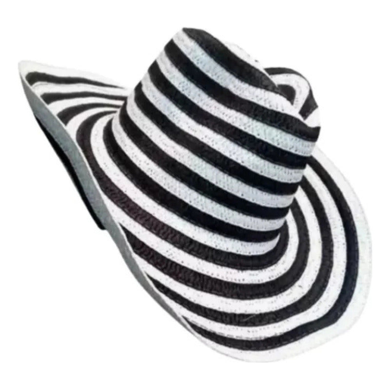 Sombrero Vueltiao Colombiano Unisex Niño - Adulto Blanco-negro Grande Rayas