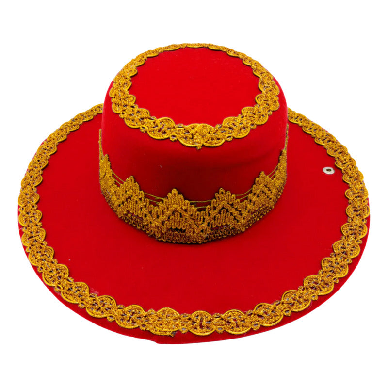 Sombrero Caporal Bailes Tipicos Juvenil Hombre Rojo Standar 57cm Lisa