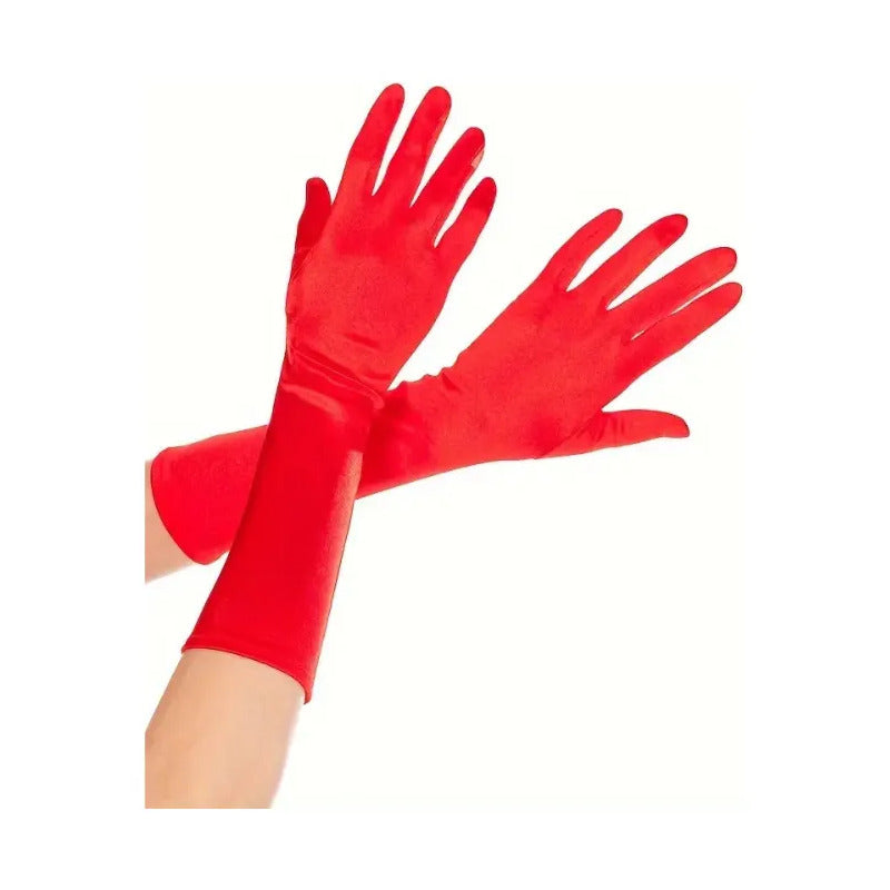 Guantes Largos Accesorio Cosplay Disfraz Halloween 34cm Rojo